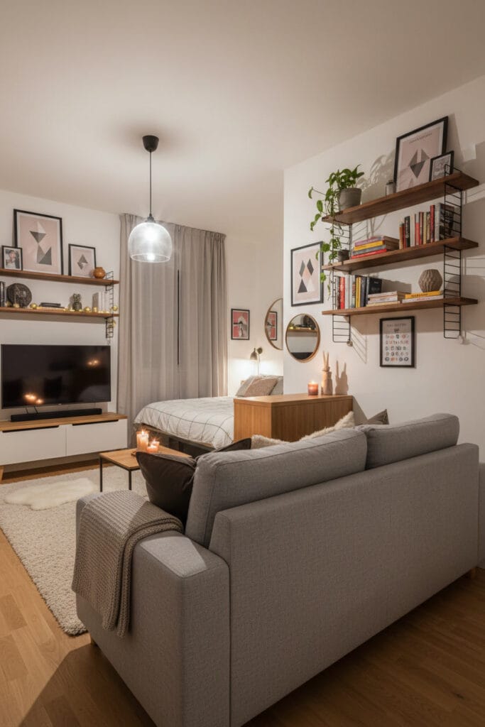 Studio structuré par le positionnement intelligent du mobilier