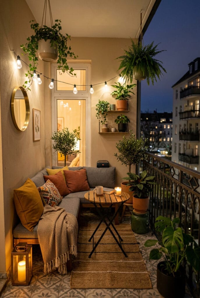 Petit balcon cosy et bien aménagé