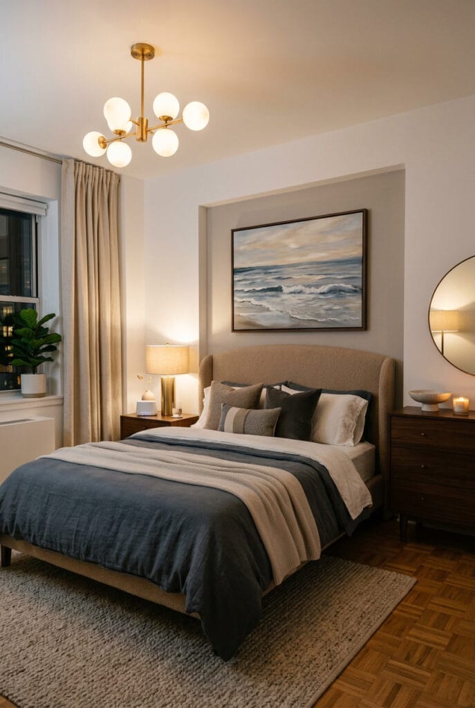 chambre a coucher apaisée par une machine à bruit blanc et des sons naturels pour un endormissement calme