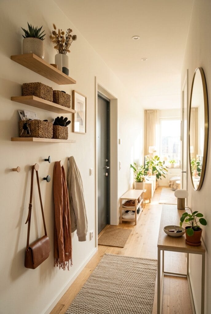 Entrée bien rangée grâce à l'optimisation de l'espace vertical