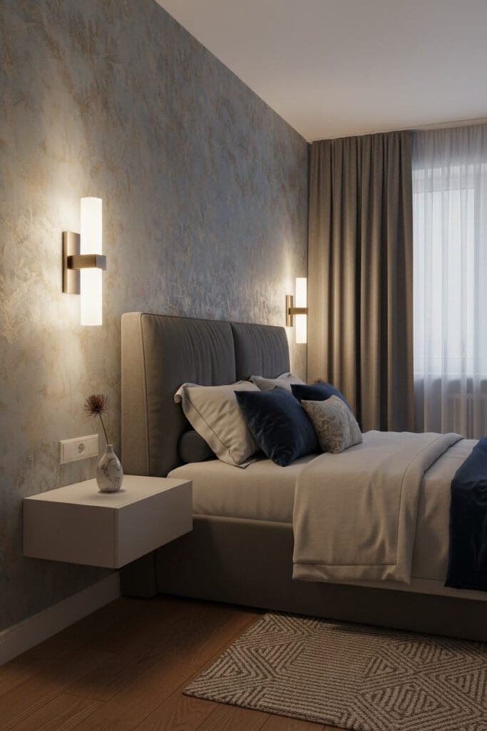 Applique murale utilisée comme alternative aux lampes de chevet.