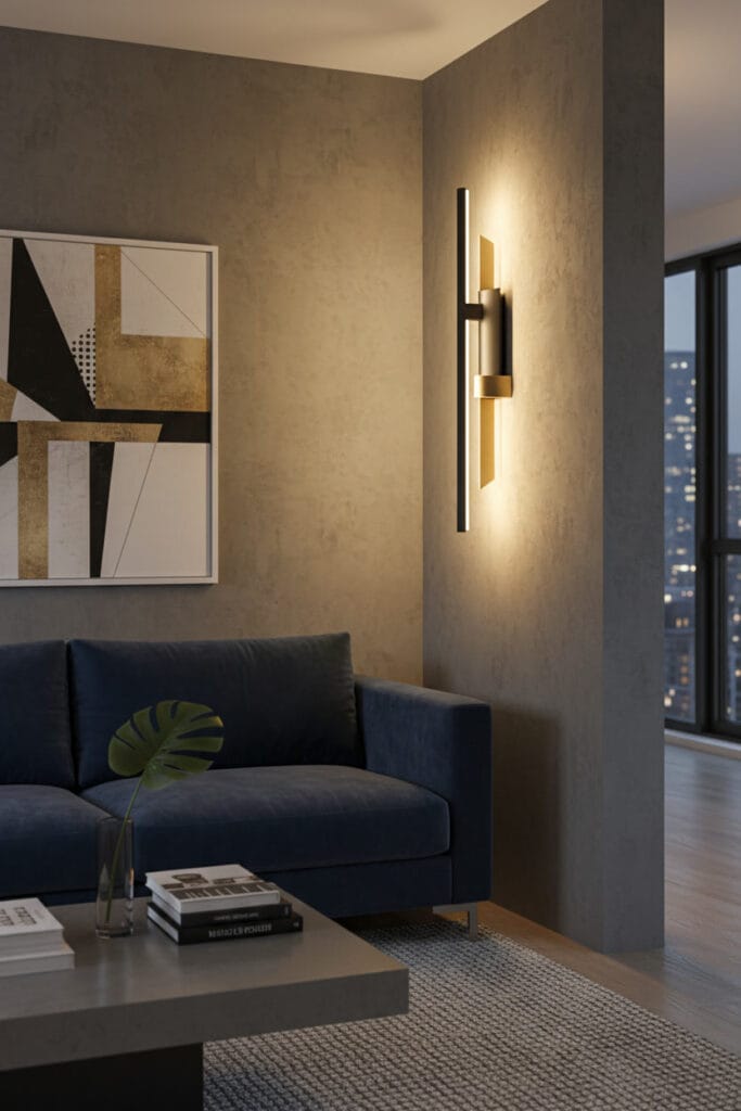 Applique murale mettant en avant des matériaux au style contemporain.