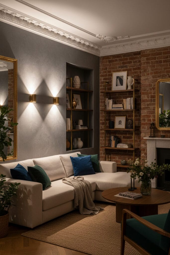 Applique murale créant une lumière dirigée pour accentuer les textures et le style.