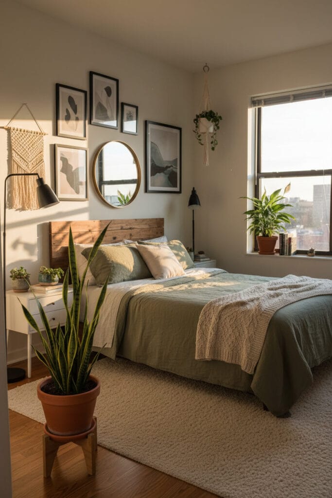 Plantes d’intérieur naturelles créant une décoration chambre apaisante et cosy