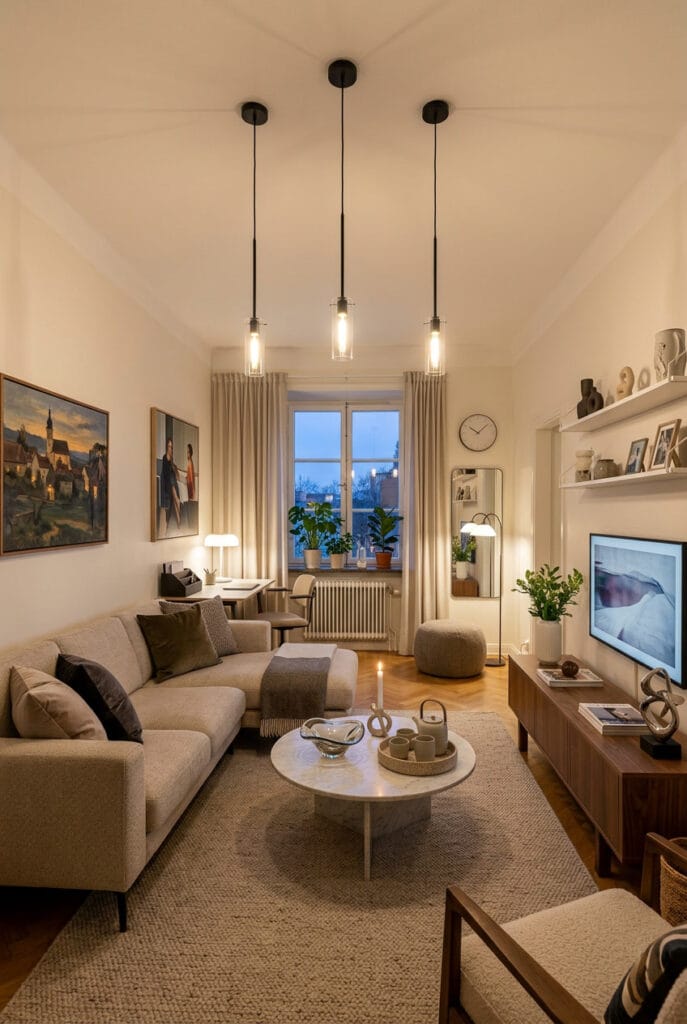 Luminaire suspendu minimaliste aux lignes épurées et formes simples pour une décoration intérieure élégante et fonctionnelle