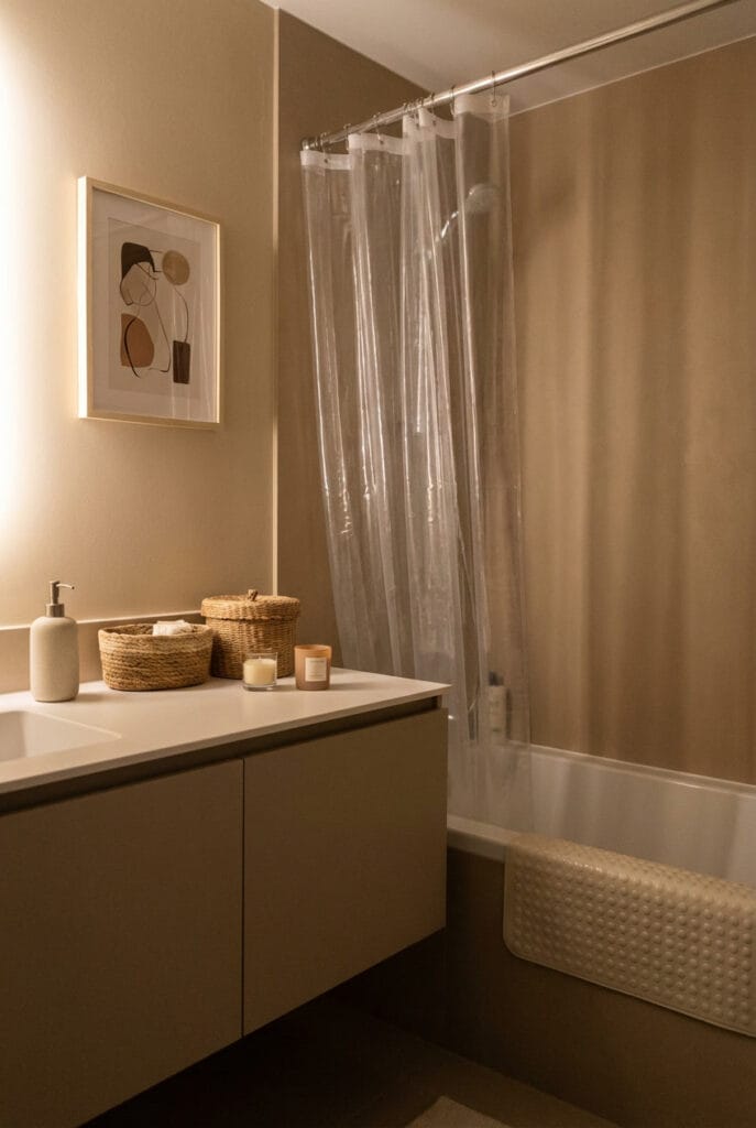 Petite Salle de Bain élégante avec détails décoratifs cosy