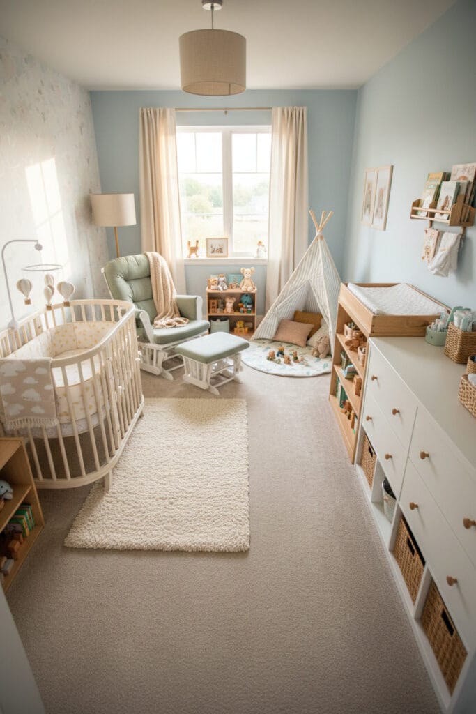 Chambre bebe cosy et sereine, pensée pour offrir confort et détente.