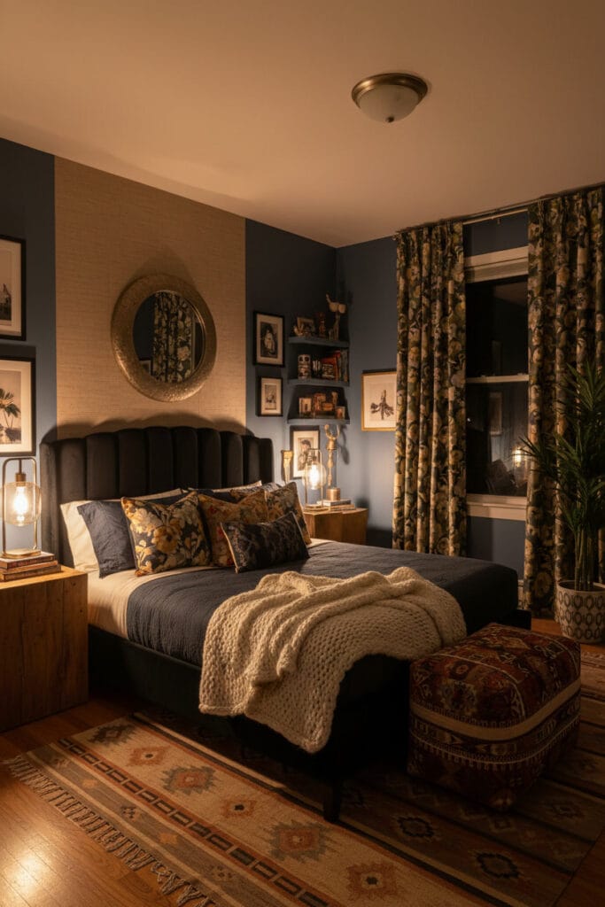 Ambiance élégante pour une décoration chambre adulte avec superposition de matières