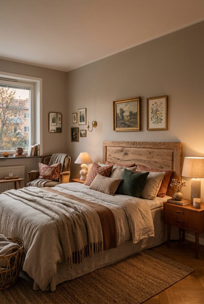 Tête de lit originale en bois brut, rotin ou tissu capitonné dans une chambre cocooning