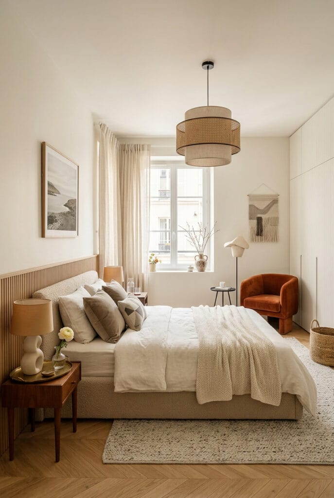 Déco intérieure tendance en blanc cassé, ambiance lumineuse et chic