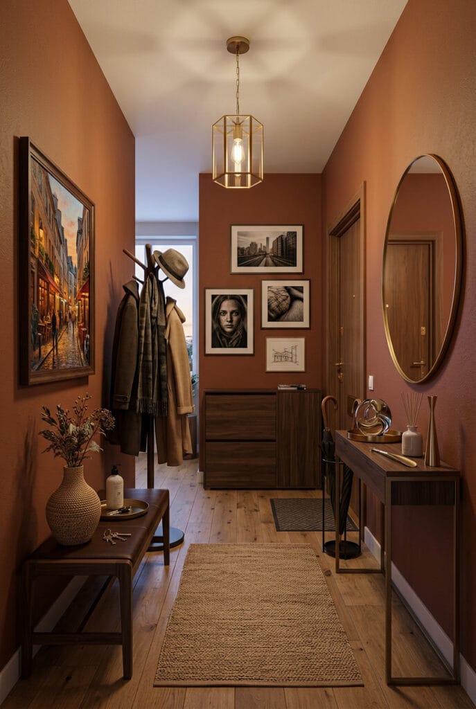 Déco intérieure tendance en bruns chaleureux, ambiance bois et métal