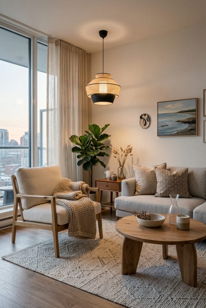 Déco intérieure tendance avec textiles naturels, lin, coton et laine douce