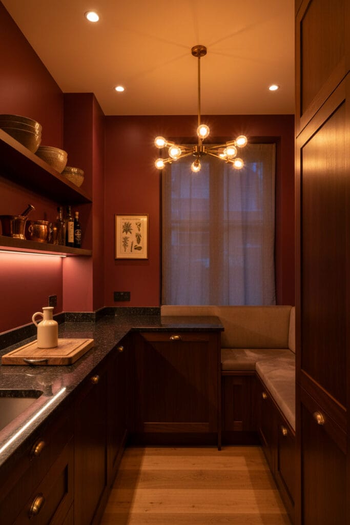 Petite Cuisine en L harmonieuse et cocooning, équilibrée et parfaitement organisée