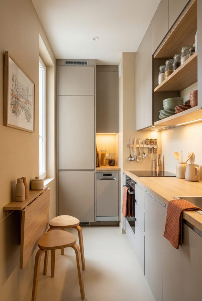 Optimisation de l’espace et rangements en hauteur pour une Petite Cuisine fonctionnelle