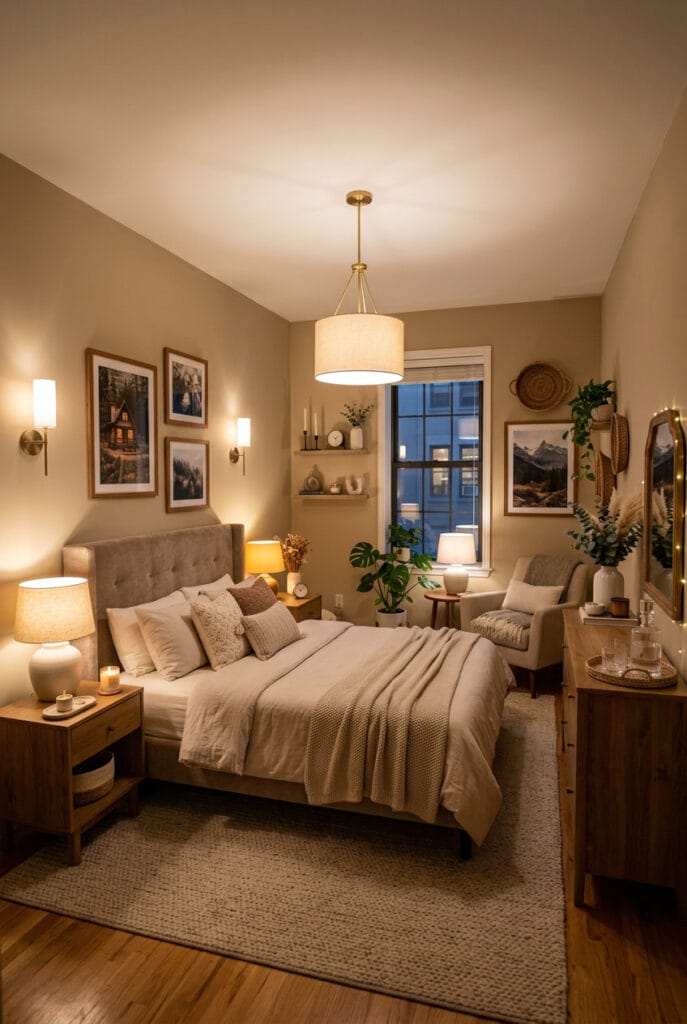 Décoration appartement cosy avec bougies et ampoules à lumière chaude 2700K pour une ambiance romantique et réconfortante