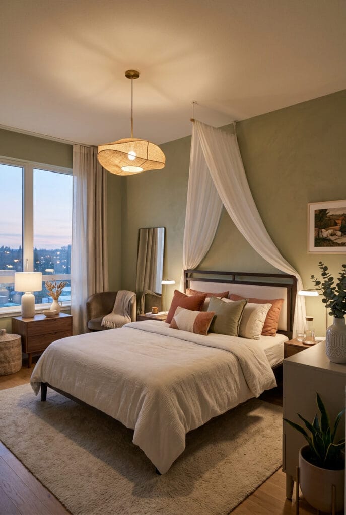 Idée déco chambre avec ciel de lit aérien et romantique