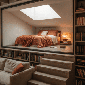 Mezzanine dans un intérieur cosy et chaleureux