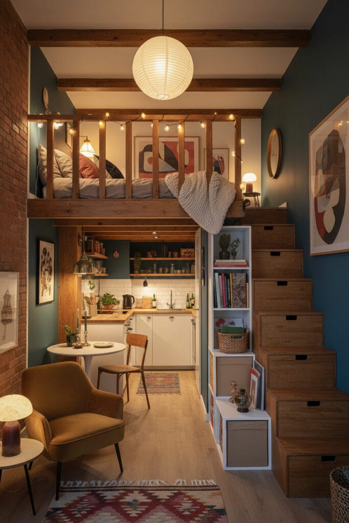 Mezzanine pratique pour optimiser l’espace dans un studio