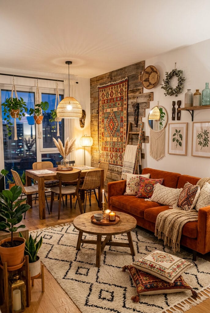 Décoration murale bois style bohème chaleureux et créatif