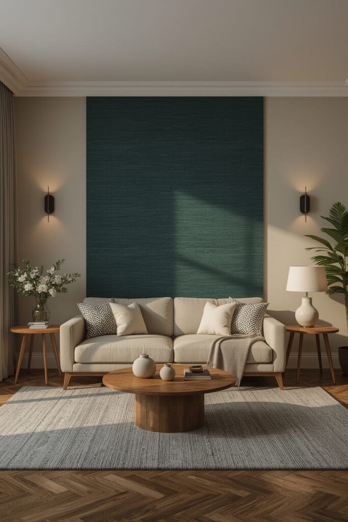 Aménagement Salon cocooning avec mur d’accent