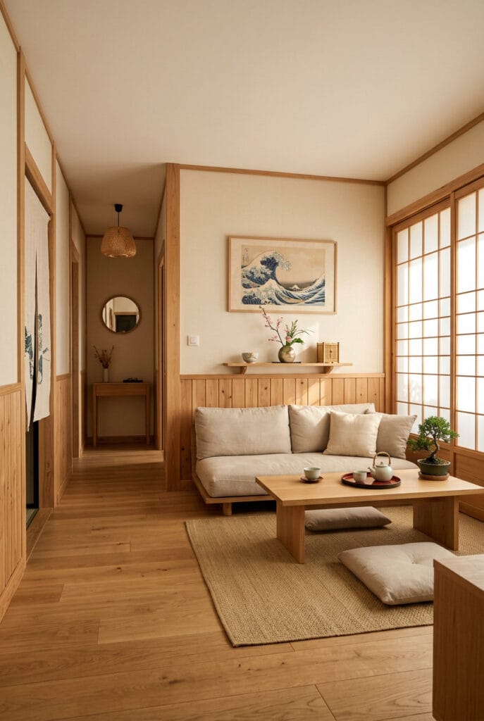 Décoration japonaise mettant en valeur le bois sous toutes ses formes