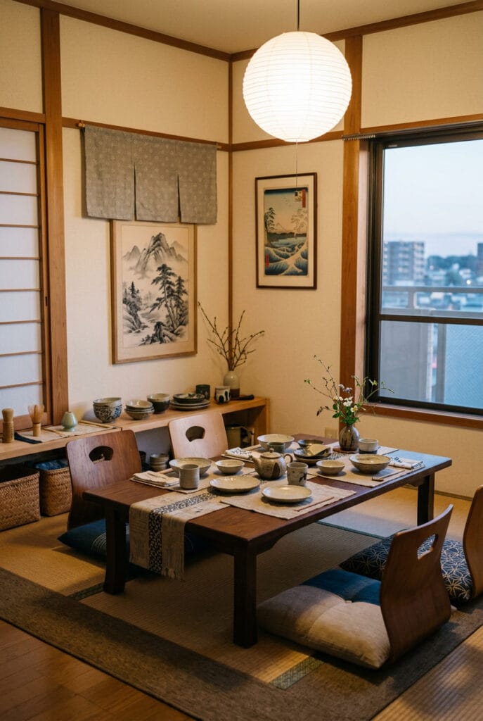 Décoration japonaise avec céramique artisanale aux formes irrégulières