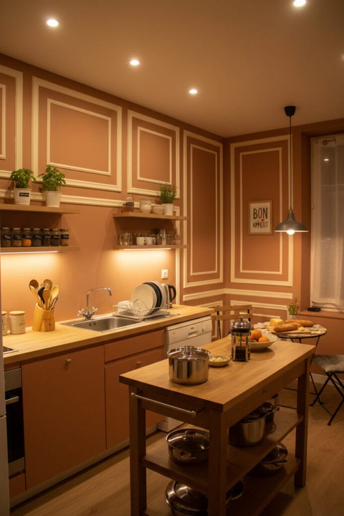 Décoration Murale Cuisine avec des baguettes décoratives apportant relief et sophistication.