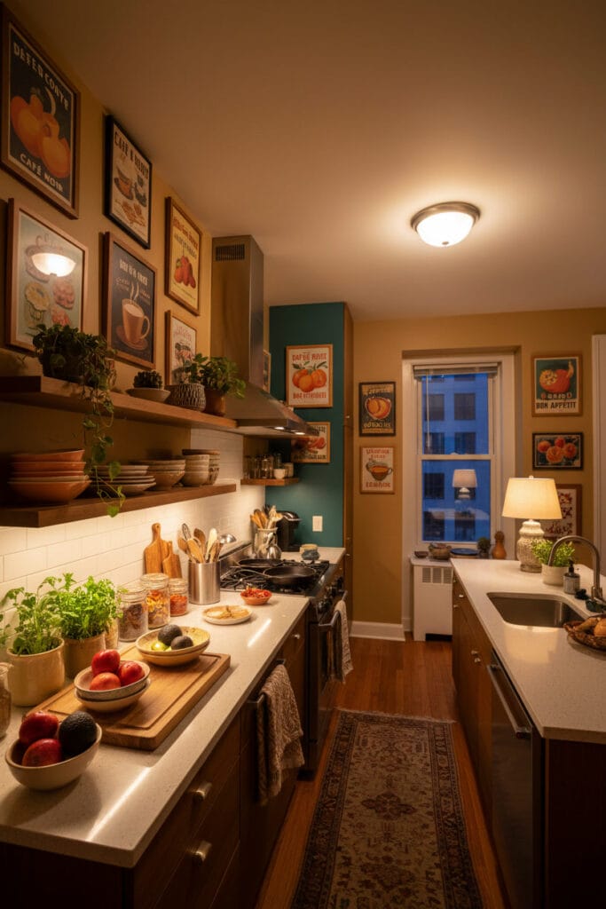 Décoration Murale Cuisine avec affiches rétro apportant une touche vintage.