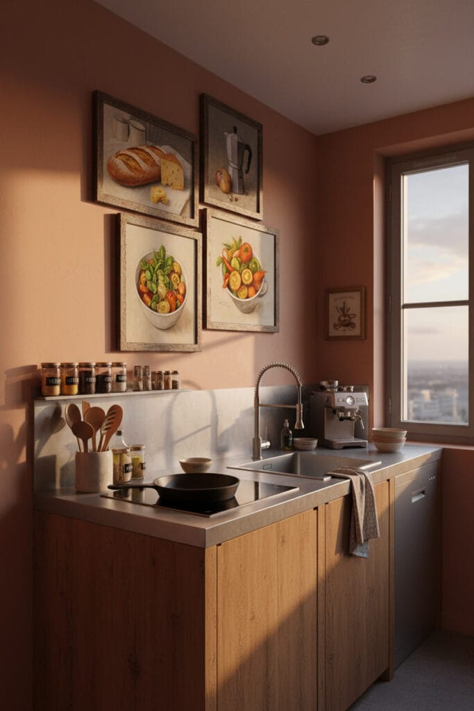 Décoration Murale Cuisine avec des tableaux culinaires artistiques apportant style et dynamisme aux murs.