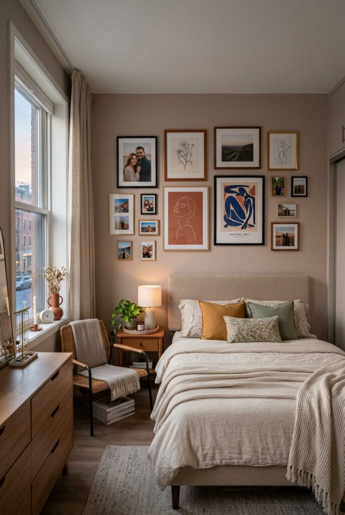 Galerie de cadres photos et illustrations pour une décoration murale chambre personnalisée