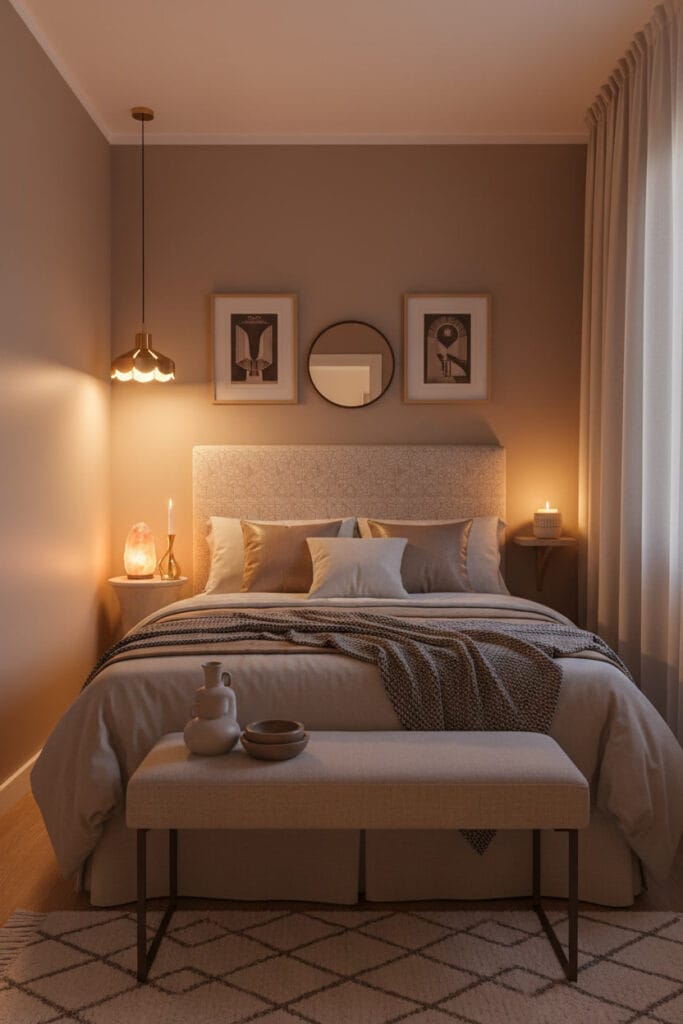 Chambre Douillette art déco aux bougies parfumées chaleureuses