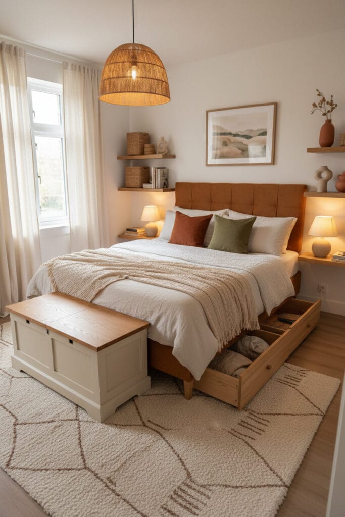 Chambre Douillette organisée style rustique contemporain