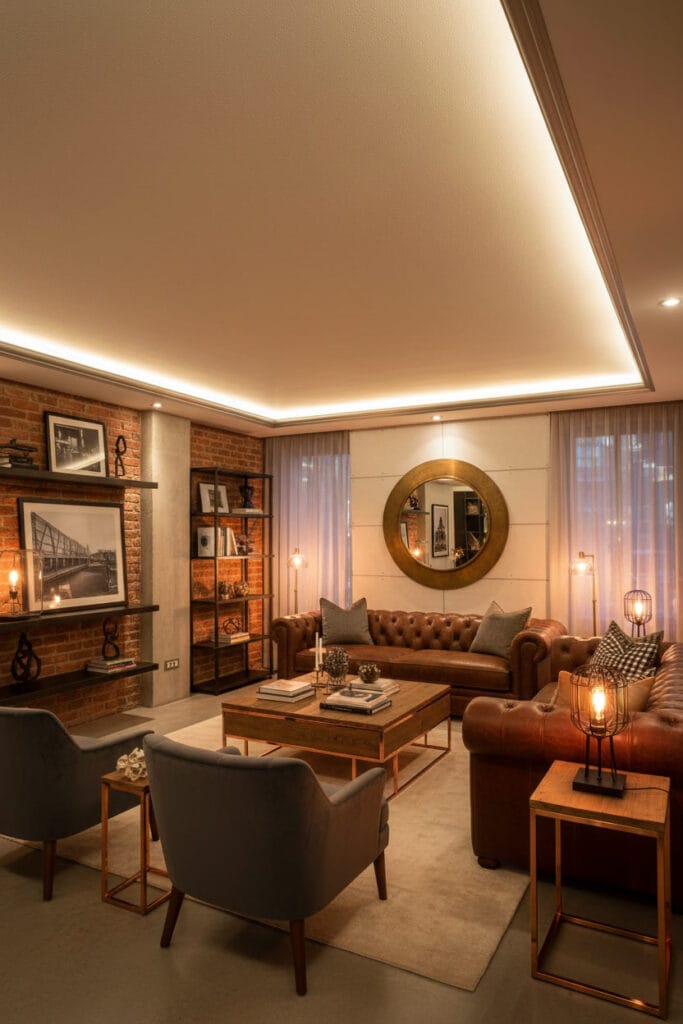 Déco pour plafond avec éclairage indirect créant une ambiance douce et cosy