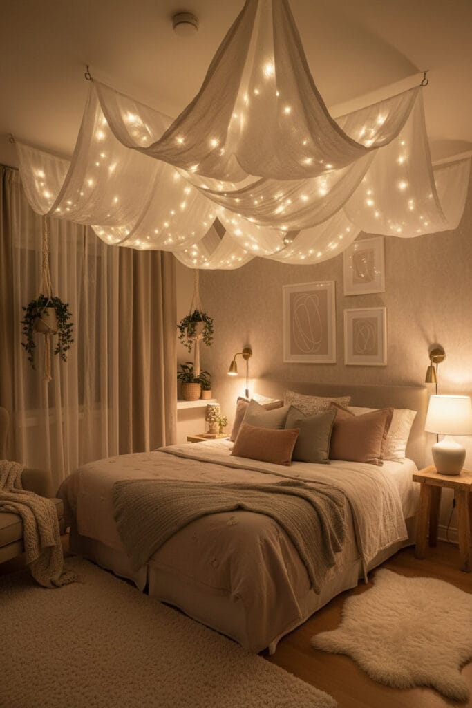 Déco pour plafond textile légère pour une ambiance chaleureuse