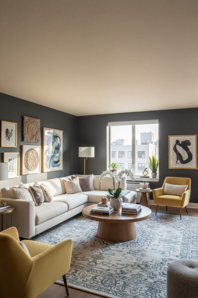 Déco pour plafond avec peinture claire pour créer une ambiance cosy et lumineuse