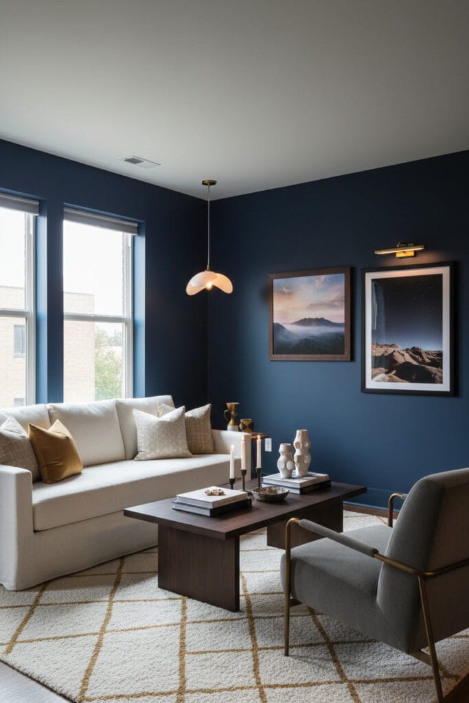 Peinture Salon bleu nuit pour un salon élégant et raffiné