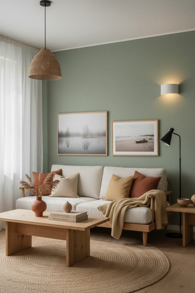 Peinture Salon vert sauge pour une ambiance apaisante et harmonieuse