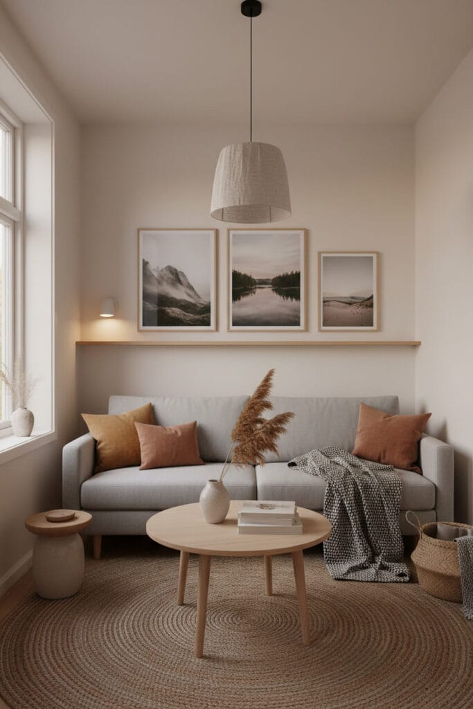 Peinture Salon blanc cassé pour un petit espace lumineux et harmonieux