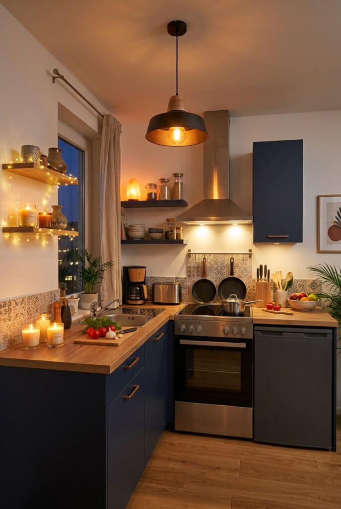 Projecteurs LED et lampe à sel pour une cuisine cosy apaisante