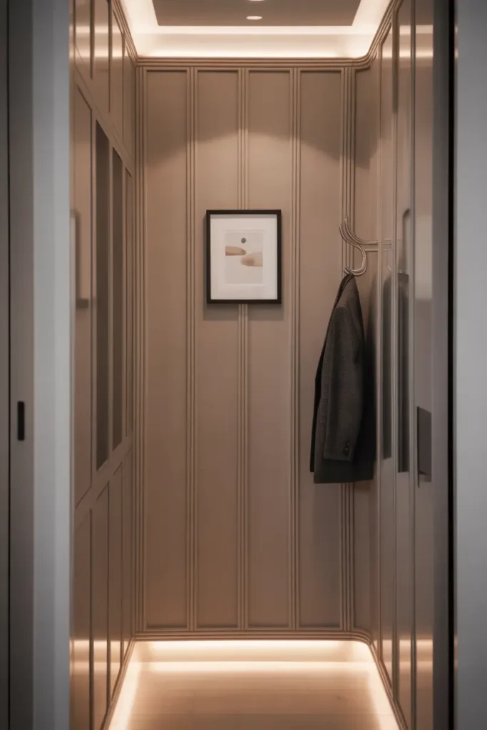 Parement mural discret pour couloir avec éclairage intégré