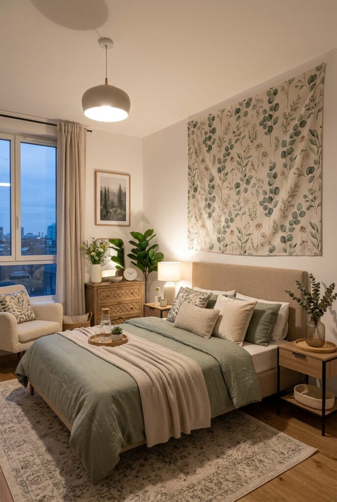 Tapisserie murale à motifs naturels pour une ambiance apaisante