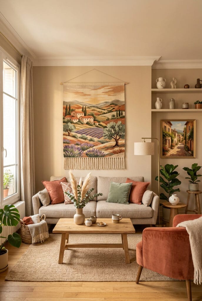 Tapisserie murale aux couleurs douces et chaudes pour une ambiance cocooning