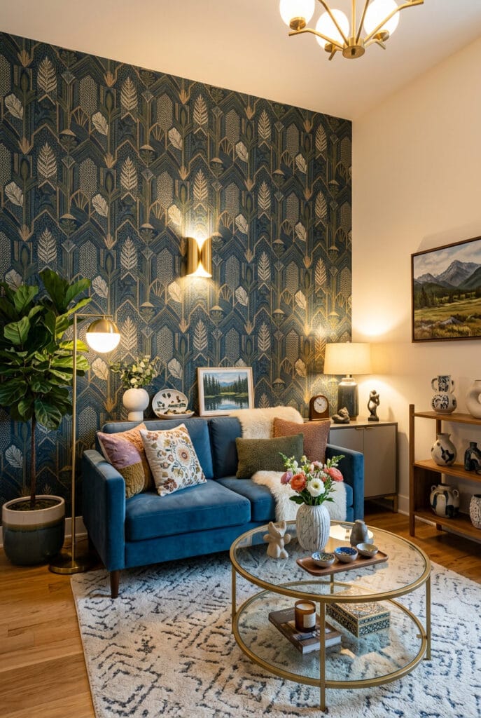 Mesure d'un mur avant la pose d'une tapisserie murale en harmonie avec le mobilier