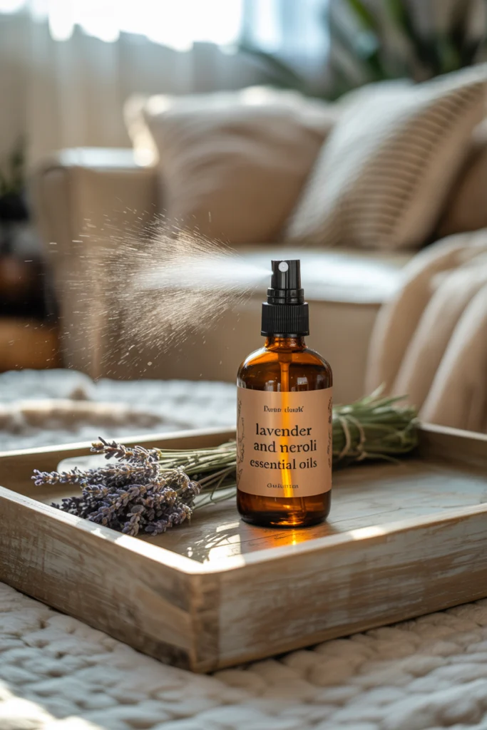 Aromathérapie - Brume maison parfumée à la lavande et néroli pour textiles et ambiance cosy