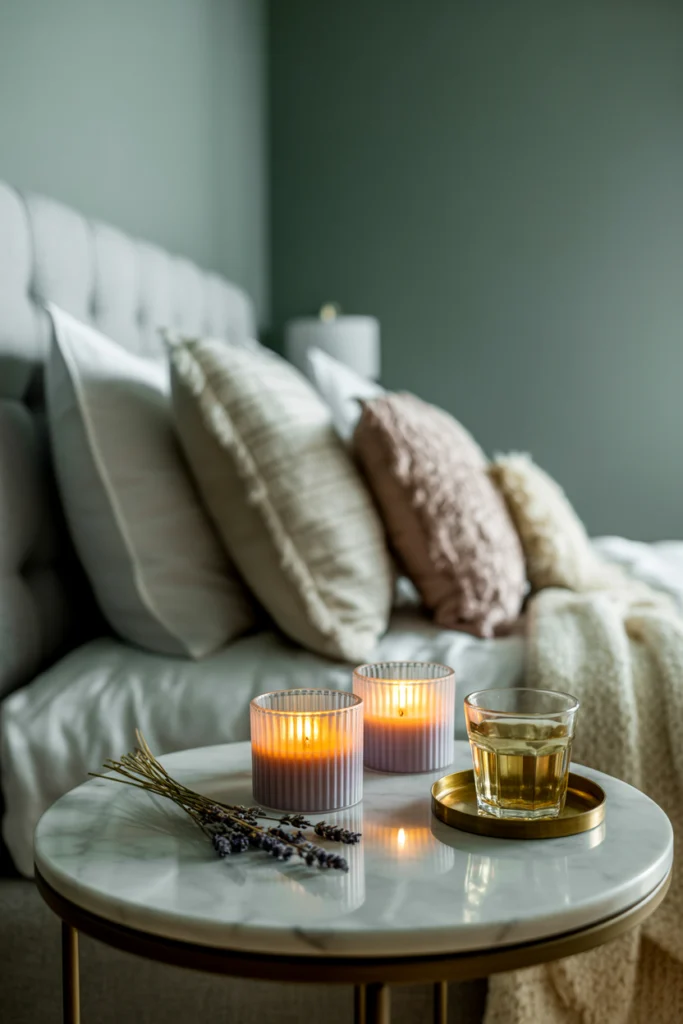 Bougies décoratives lavande-vanille pour une chambre apaisante