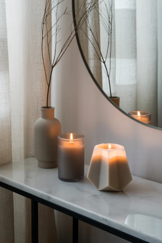 Bougies décoratives minimalistes aux formes géométriques élégantes