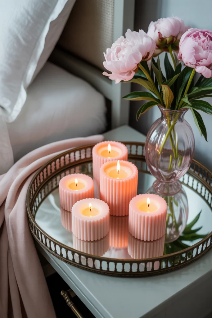 Bougies décoratives rose poudré pour une ambiance romantique