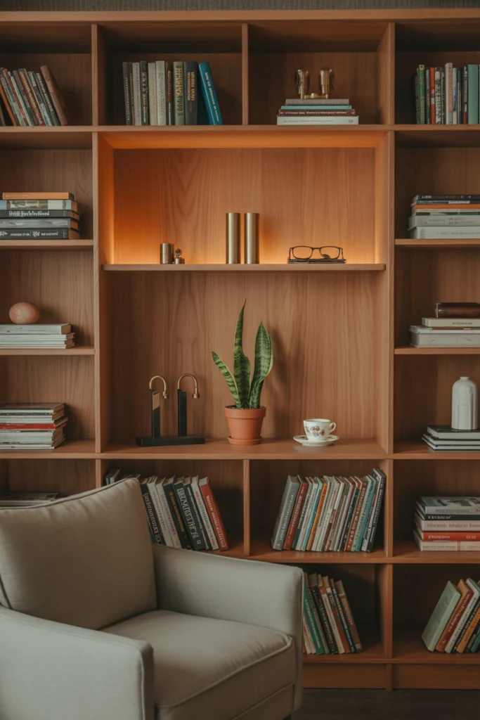 Étagères décoratives et fonctionnelles pour un coin lecture cosy