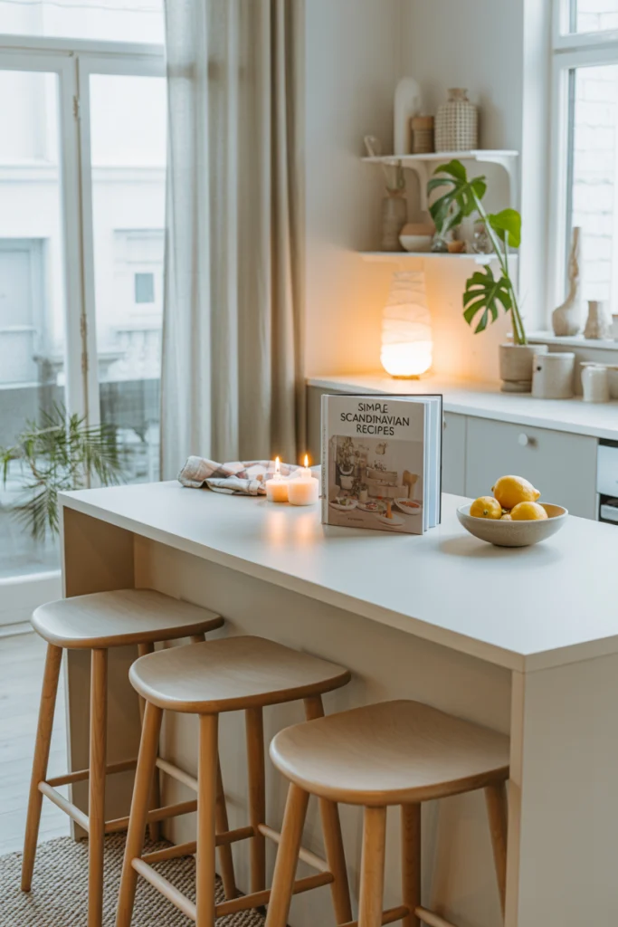 Cuisine ouverte style scandinave cosy et lumineuse