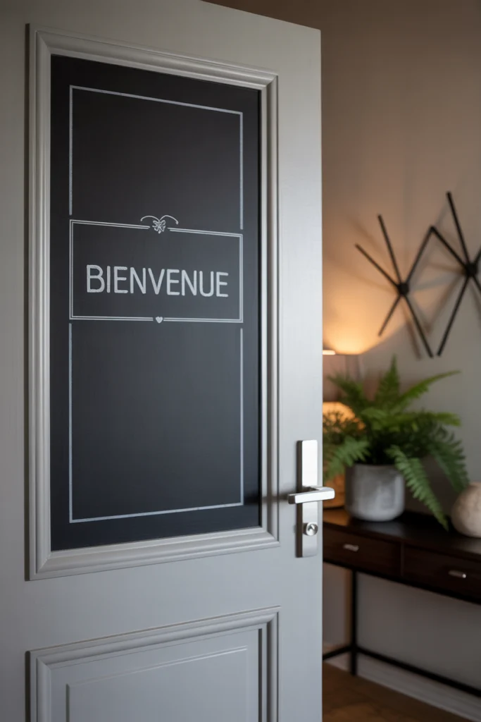 Décoration porte moderne avec tableau noir intégré pour appartement